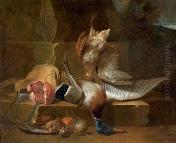 Composition Aux Becasses, Au Colvert Et A La Grenade Oil Painting by Jean-Baptiste Oudry