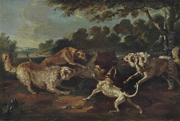 A Wolf Hunt Oil Painting by Jean-Baptiste Oudry