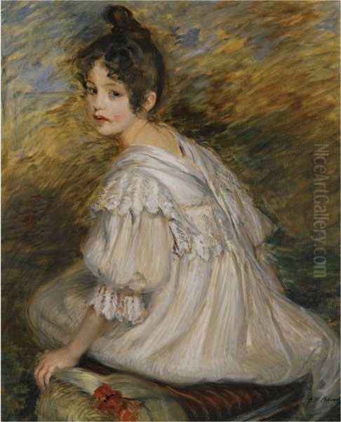 Jeune Fille En Blanc Oil Painting by Jacques-Emile Blanche