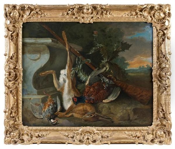 Trophee De Chasse Aux Lievre, Perdreaux Et Faisans (collab. W/studio) Oil Painting by Jean-Baptiste Oudry