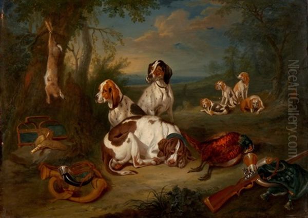 Jagdstillleben Mit Hunden Oil Painting by Jean-Baptiste Oudry