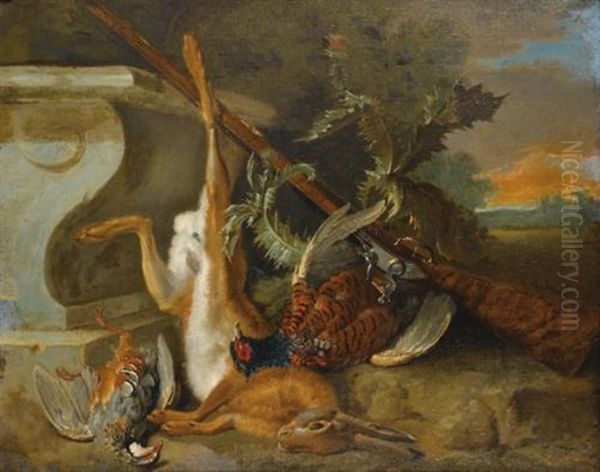 Trophee De Chasse Au Lievre, Perdreaux Et Faisans (collab. W/studio) Oil Painting by Jean-Baptiste Oudry