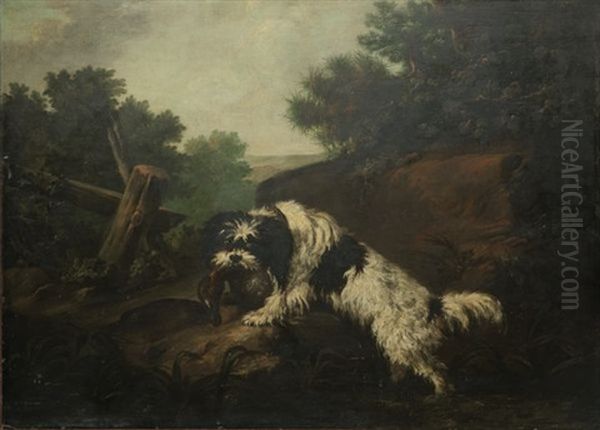 Chien Barbet Avec Un Canard Oil Painting by Jean-Baptiste Oudry