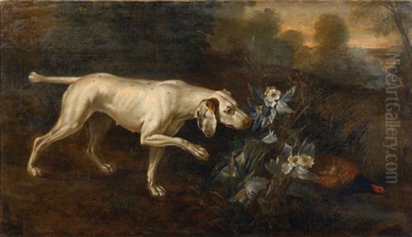 Chien A L'arret Devant Une Perdrix Rouge Oil Painting by Jean-Baptiste Oudry