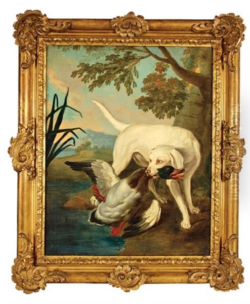 Chien Du Roi Attrapant Un Canard Oil Painting by Jean-Baptiste Oudry