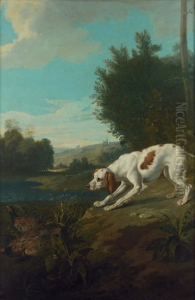 Chienne En Arret Sur Deux Faisans Oil Painting by Jean-Baptiste Oudry