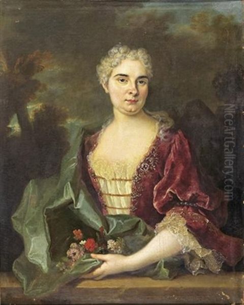 Portrait De Monsieur Ponchon (+ Portrait De Madame Ponchon; Pair) Oil Painting by Jean-Baptiste Oudry