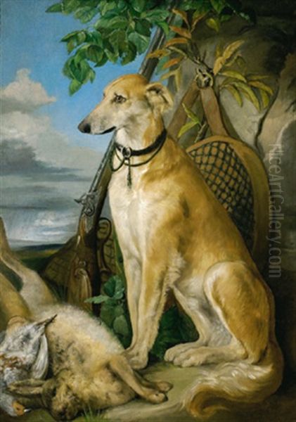 Bildnis Eines Jagdhundes, Der Die Jagdbeute Bewacht Oil Painting by Jean-Baptiste Oudry