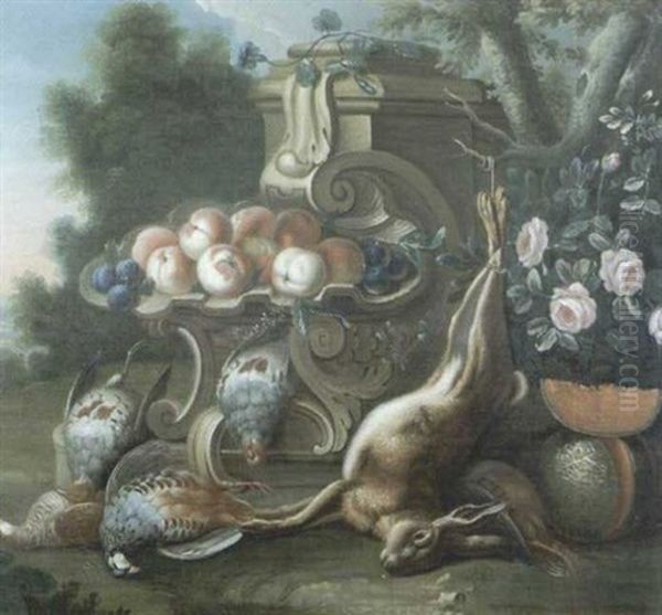 Nature Morte Au Gibier Et Aux Fruits Oil Painting by Jean-Baptiste Oudry