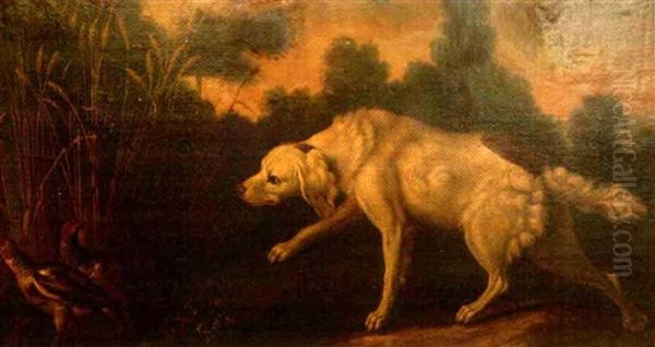 Chien A L'arret Devant Des Perdrix Oil Painting by Jean-Baptiste Oudry