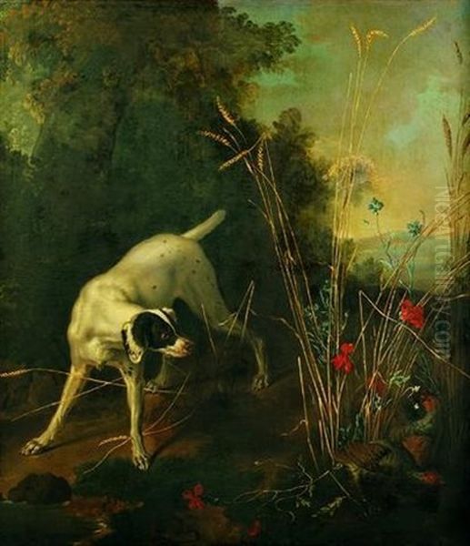 Un Chien A L'affut D'une Perdrix Oil Painting by Jean-Baptiste Oudry