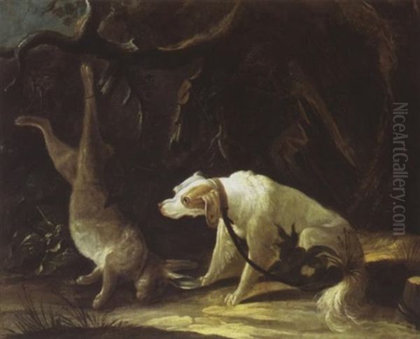 Epagneul En Laisse Devant Un Lievre by Jean-Baptiste Oudry