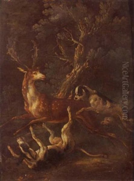 Daim Attaque Par Une Meute Oil Painting by Jean-Baptiste Oudry