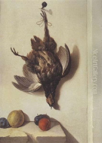 Trompe-l'oeil Sur Un Mur Blanc Oil Painting by Jean-Baptiste Oudry