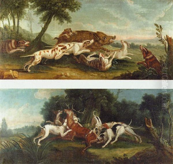 L'attaque Du Cerf Oil Painting by Jean-Baptiste Oudry