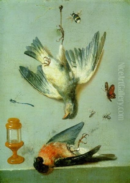 Nature Morte Aux Deux Oiseaux Et A La Libellule Oil Painting by Jean-Baptiste Oudry