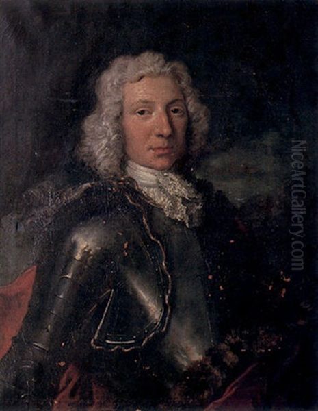 Portrait D'homme (monsieur M.j. Demichel?) Oil Painting by Jean-Baptiste Oudry