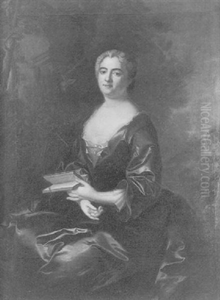 Portrait De Femme Au Livre Oil Painting by Jean-Baptiste Oudry