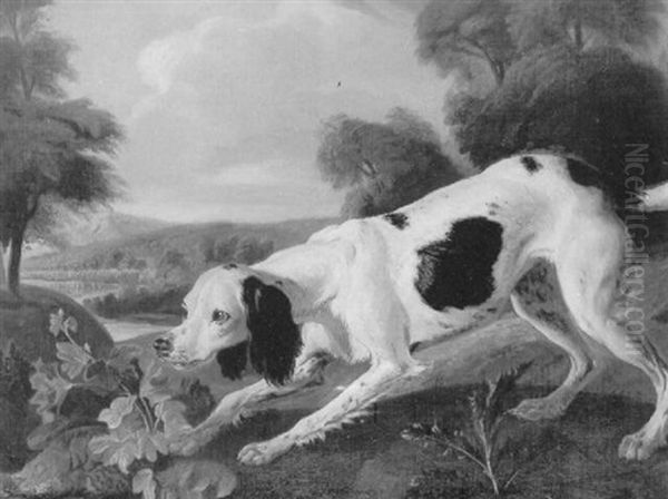 Le Chien A L'arret Devant Un Perdreau Oil Painting by Jean-Baptiste Oudry