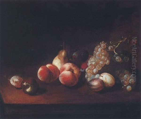 Still Life Of Fruits On A Table Oil Painting by Jean-Baptiste Oudry