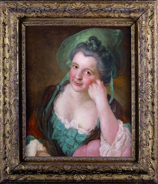 Portrait De Jeune Femme Au Chapeau Vert Oil Painting by Louis Gabriel Blanchet