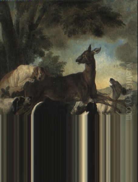 Chiens Attaquant Un Chevreuil Oil Painting by Jean-Baptiste Oudry