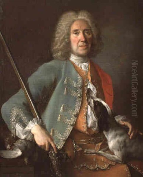 Portrait D'un Gentilhommme Chasseur Oil Painting by Jean-Baptiste Oudry