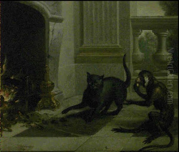 Le Singe Et Le Chat Oil Painting by Jean-Baptiste Oudry