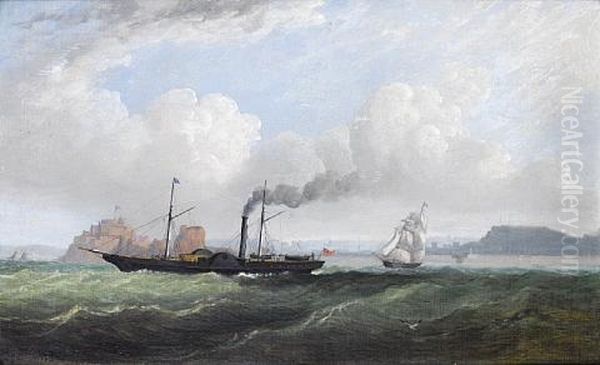 The Renowned Jersey Paddle-steamer Wonder Off Elizabeth Castle, St. Helier, Jersey Oil Painting by Philip John Ouless