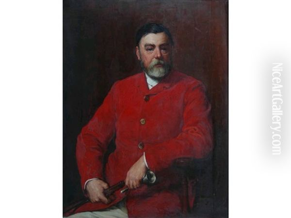 A Portrait Of Charles Wigley Wicksted, Master Of The Ludlow Foxhounds, 1866-1886 Oil Painting by Walter William Ouless