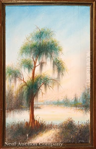 Old Cypress Tree At Ousley's Landing At Bagdad Oil Painting by Will Ousley