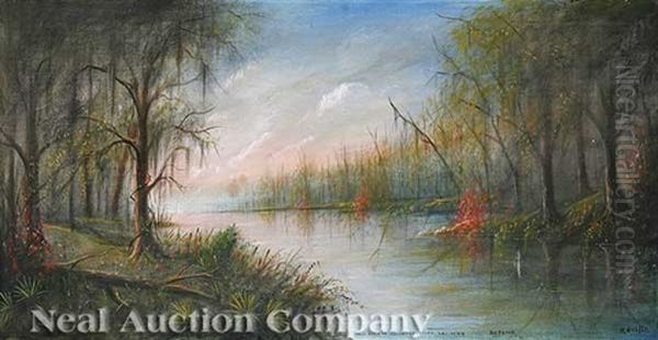 West Fork Of Calcasieu River, Louisiana, No. 419, Autumn Oil Painting by Will Ousley