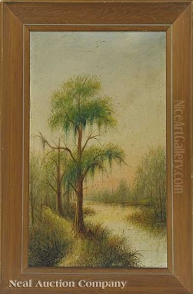 Sunset On Barres Creek, Near The Lyles Bridge Oil Painting by Will Ousley