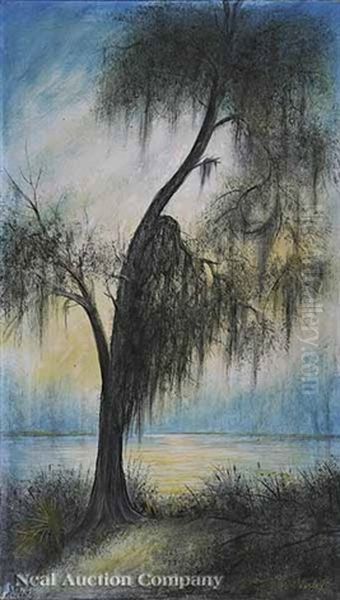 Cypress Silhouettes With Spanish Moss by Will Ousley