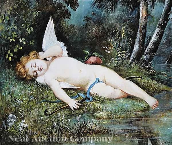 Cupid Asleep (+ Cupid Awake; Pair) Oil Painting by Will Ousley