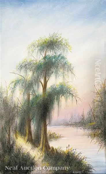 Sunset On Barnes Creek, Louisiana Oil Painting by Will Ousley