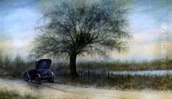 A Car By The Side Of The Road Oil Painting by Will Ousley