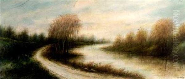 The Woodland Sunset, The Old Ferry Road Oil Painting by Will Ousley