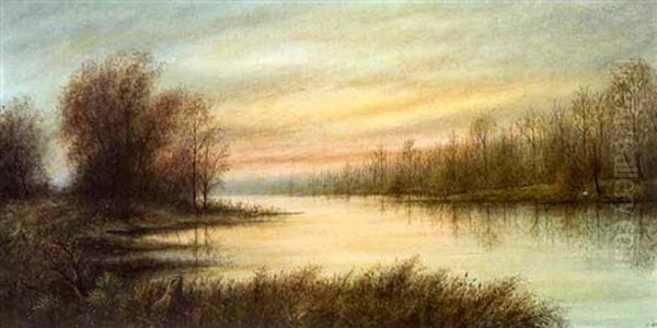 Willow Point Near The Hortman Ferry On The Calcasieu River Oil Painting by Will Ousley