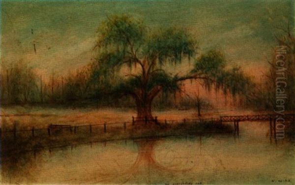 The Evangeline Oak At St. Martinville, La. Oil Painting by Will Ousley