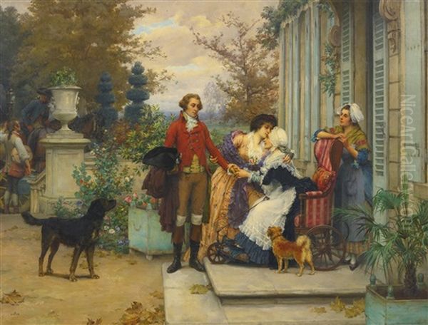 A Fond Farewell Oil Painting by Pierre Outin