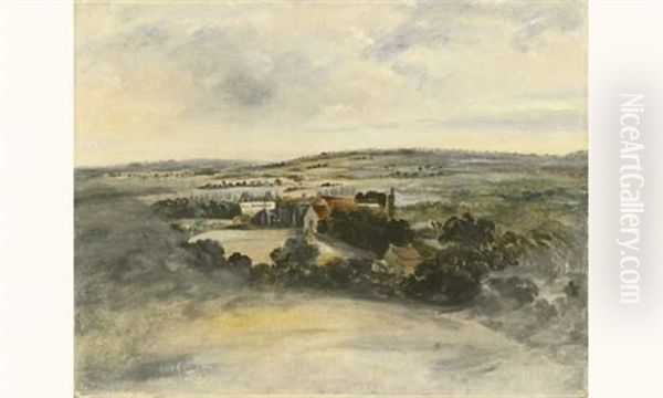 Vue D'un Chateau Dans La Campagne by Pierre Justin Ouvrie