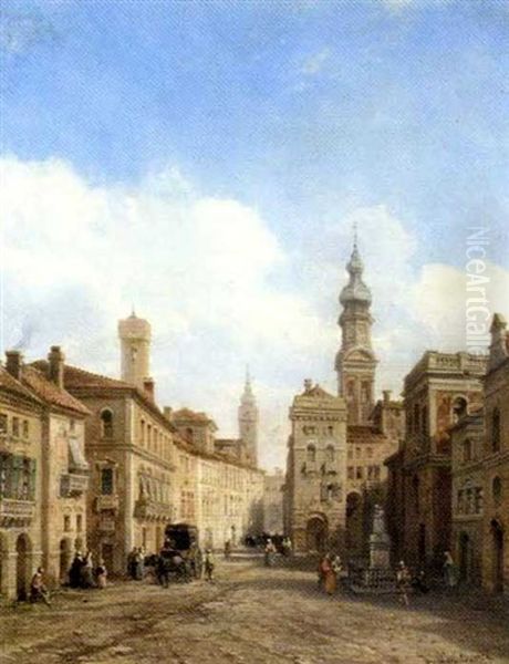 Place Animee Oil Painting by Pierre Justin Ouvrie