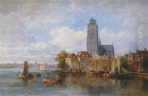 Utrecht, Scene Animee Oil Painting by Pierre Justin Ouvrie