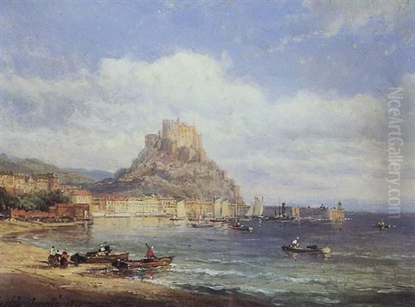 Citadelle En Bord De Mer Oil Painting by Pierre Justin Ouvrie