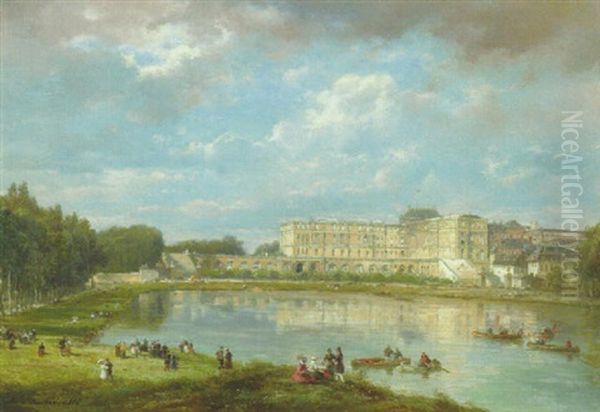 Versailles From The Piece D'eau Des Suisse Oil Painting by Pierre Justin Ouvrie