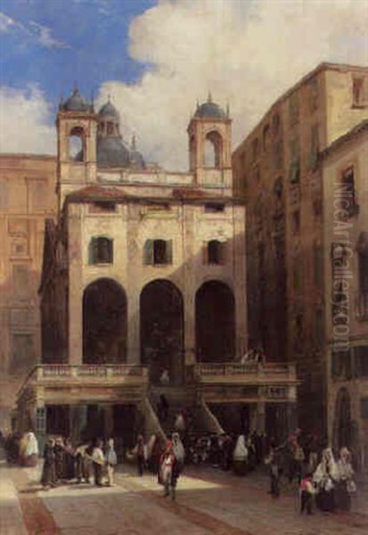 S. Pietro In Bianchi, Genova Oil Painting by Pierre Justin Ouvrie