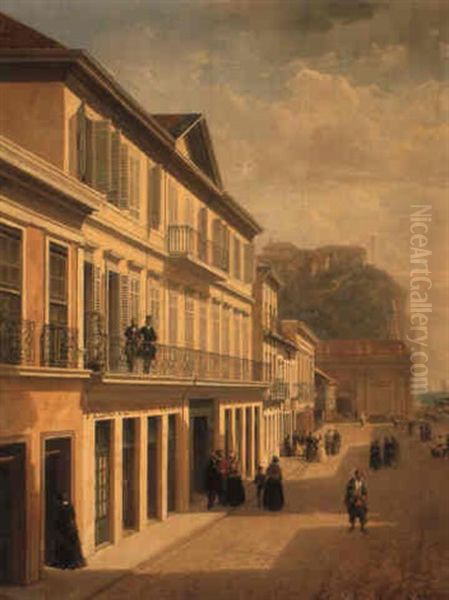 Le Cours Saleya, Nice Oil Painting by Pierre Justin Ouvrie