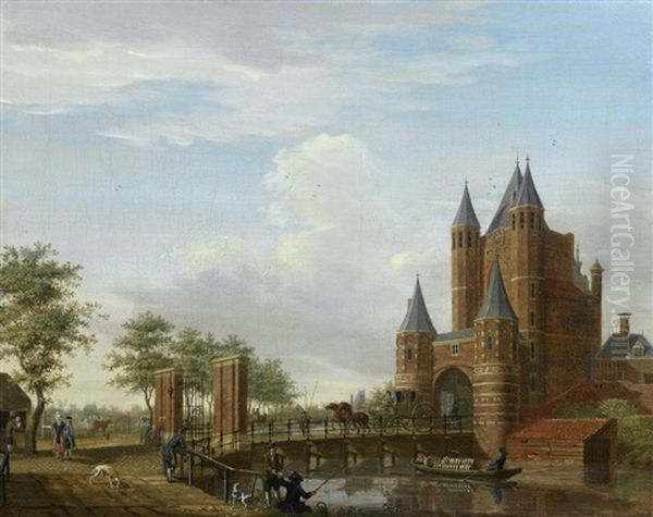 The Amsterdamse Poort, Haarlem Oil Painting by Isaac Ouwater