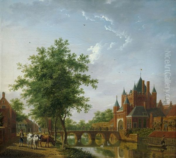 Das Amsterdamer Stadttor (amsterdamse Poort) In Oil Painting by Isaac Ouwater